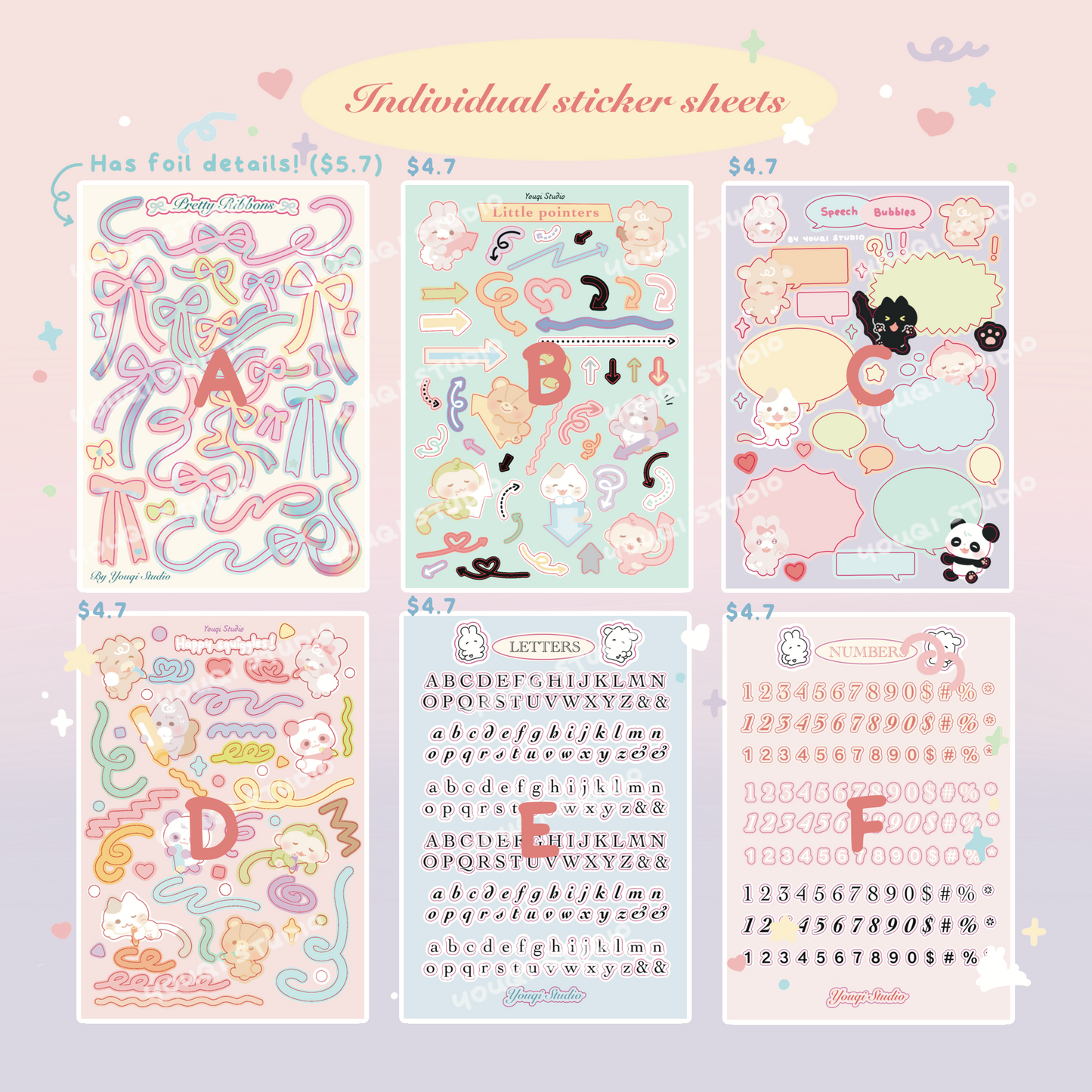 Individual little journal essentials sticker sheets