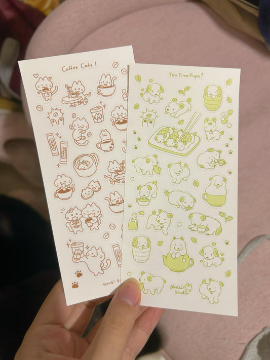 Tea pups and coffee cats