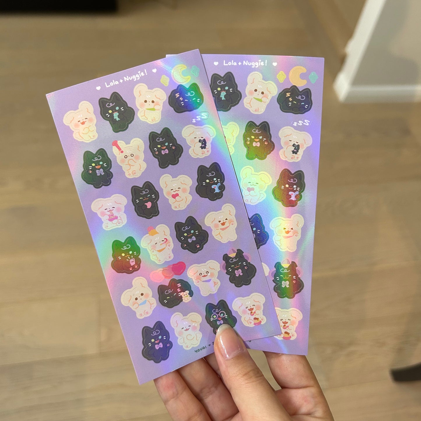 Lola and Nuggie holo stickers