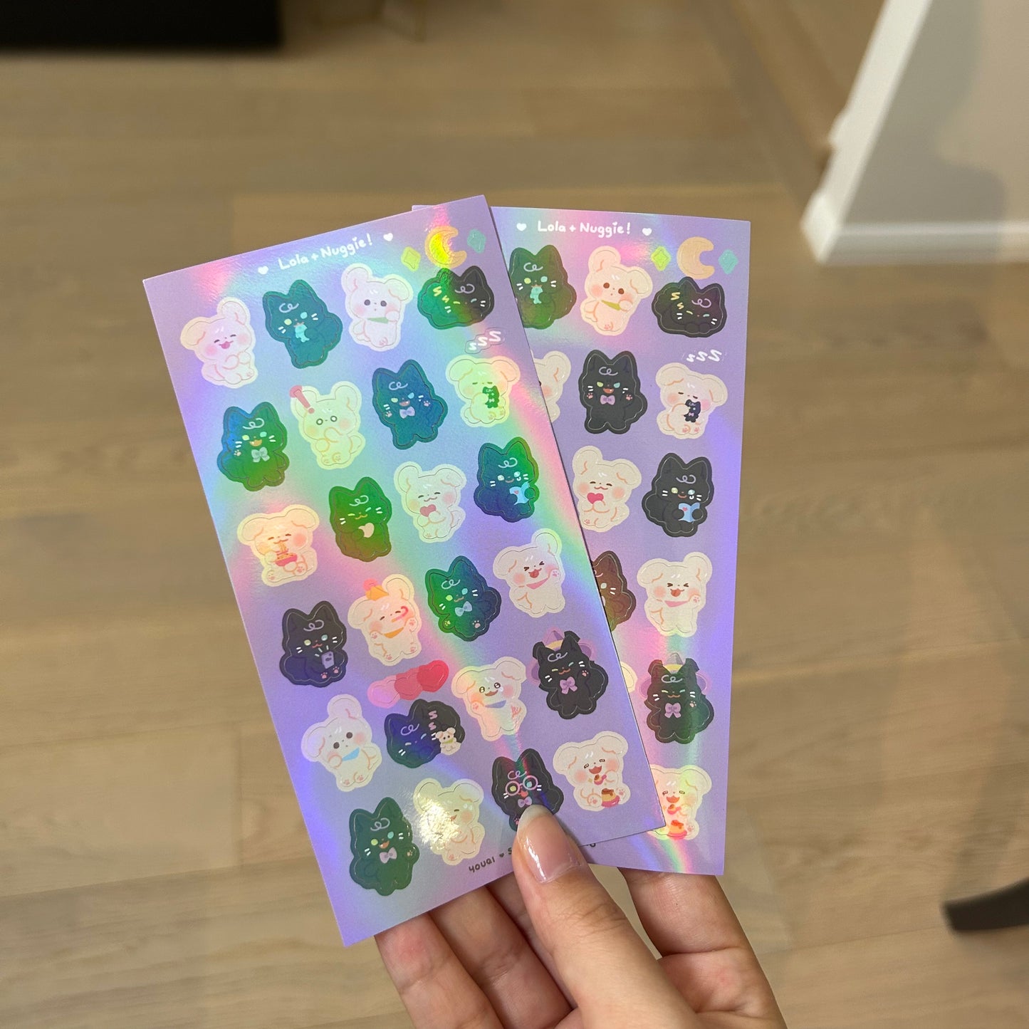 Lola and Nuggie holo stickers