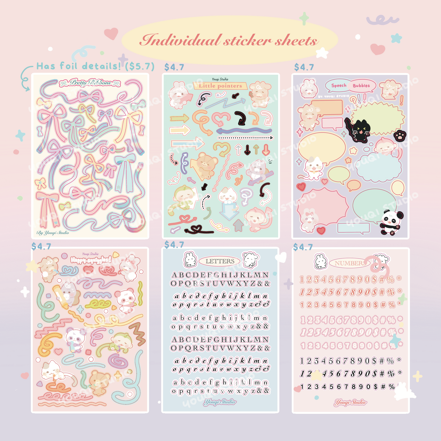 Individual little journal essentials sticker sheets