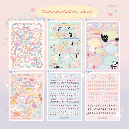 Individual little journal essentials sticker sheets